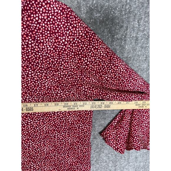 LC Lauren Conrad Ruffle Bell Sleeve Split Back Top Womens Size‎ XL Red Keyhole - Picture 7 of 8